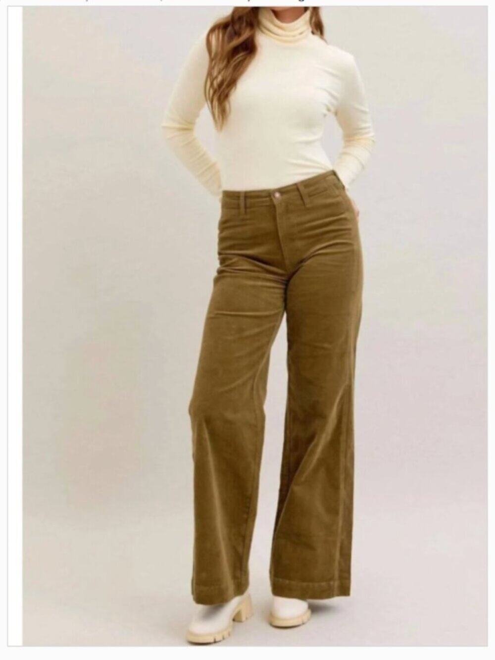 Judy Blue Retro Wide Leg Corduroy Pants in Olive Brown Size 7/28 NWT